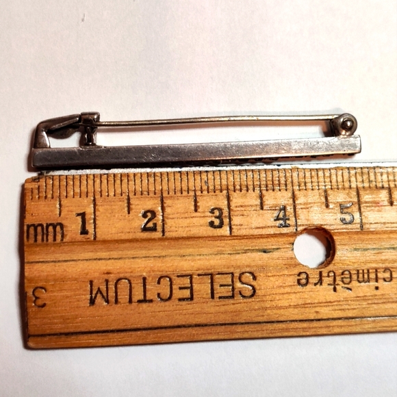 Antique Edwardian French Bar Pin Sterling Silver - Picture 5 of 14